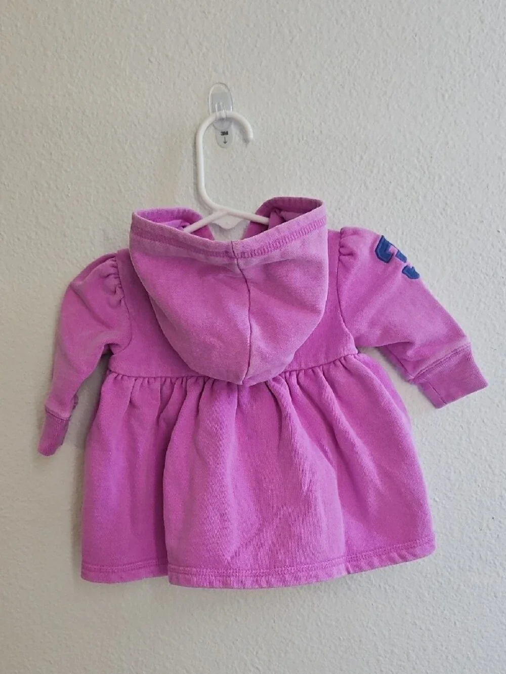 Ralph Lauren Baby Lavender Pink Hooded Zip Sweater with Navy Pony 3 Months
